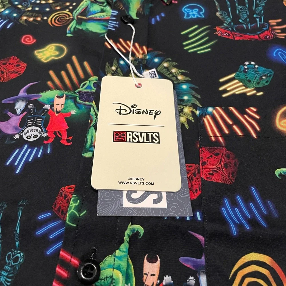NWT RSVLTS Disney Nightmare Before Christmas ‘Oogie’s Turn to Boogie’ Button Up - Picture 7 of 10
